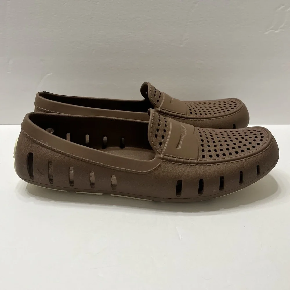 Floafers Men's Country Club Driver Loafer Size 14 Perforated Foam Brown